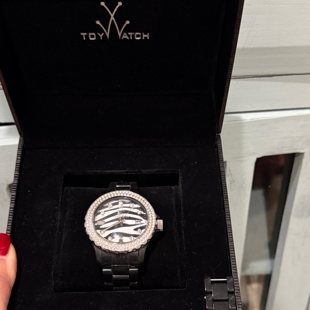 ToyWatch Zebra Pattern Black and Silver Watch